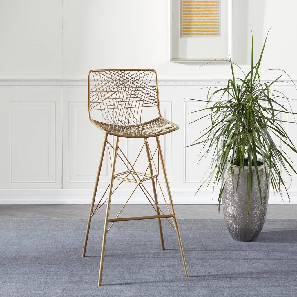 Geometric Gold Metal Bar Stool, 21" x 44" - 21 x 21 x 44 - Overstock ...